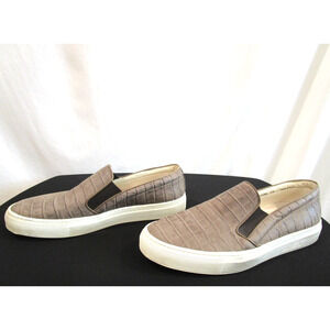 EUC! Del Toro Italy Taupe Brown Croco Embossed Leather Slip On Shoes Men Sz 10